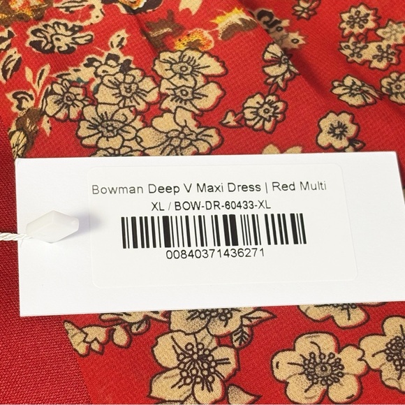 NWT Baltic Born Red Multi Floral Tiered Deep V-Neck Bowman Maxi Dress XL - Picture 5 of 16